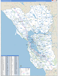 Bay Area Metro Area Wall Map Basic Style 2026